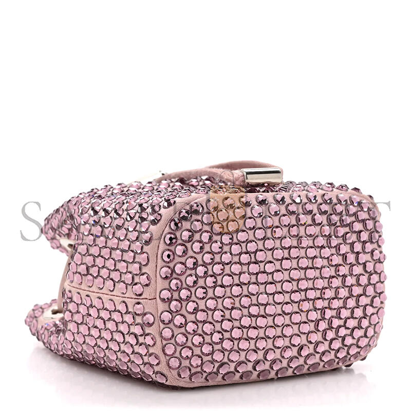 Pra*a satin crystal drawstring mini pouch 1np016 (9*9*6cm)